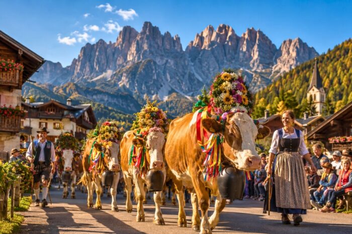 La Desmontegada di Primiero: il ritorno dagli alpeggi tra tradizione, festa e Dolomiti